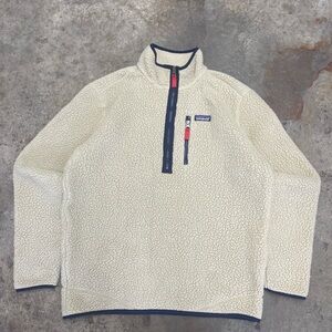 Patagonia Sherpa Fleece Quarter Zip Sweater Men’s Large Cream Warm Streetwear